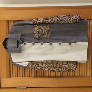 Shein color block button up shirt